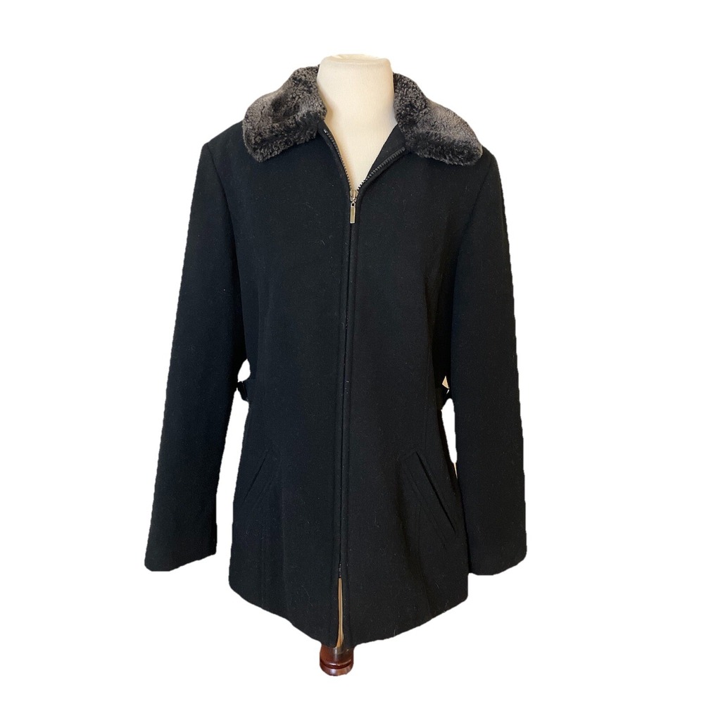 Collection By Gallery Coat Black Sz Med Jacket With Faux Fur